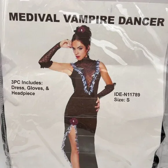 New Medieval Vampire Dancer Costume - Size S - Picture 2 of 4